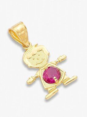14k Solid Gold July Birthstone Boy Charm By Tehrani Jewelry